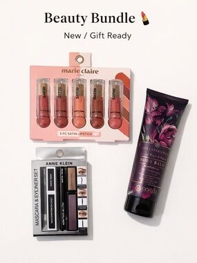 NEW Beauty Bundle 💄 Marie Claire Lip Set + Anne Klein Mascara+Body Balm Gift Set